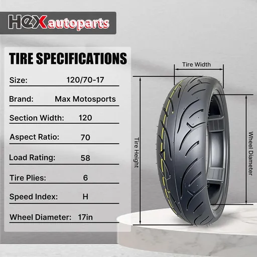 HEX Front And Rear Motorcycle Tires 120 70 17 & 180 55 17 For